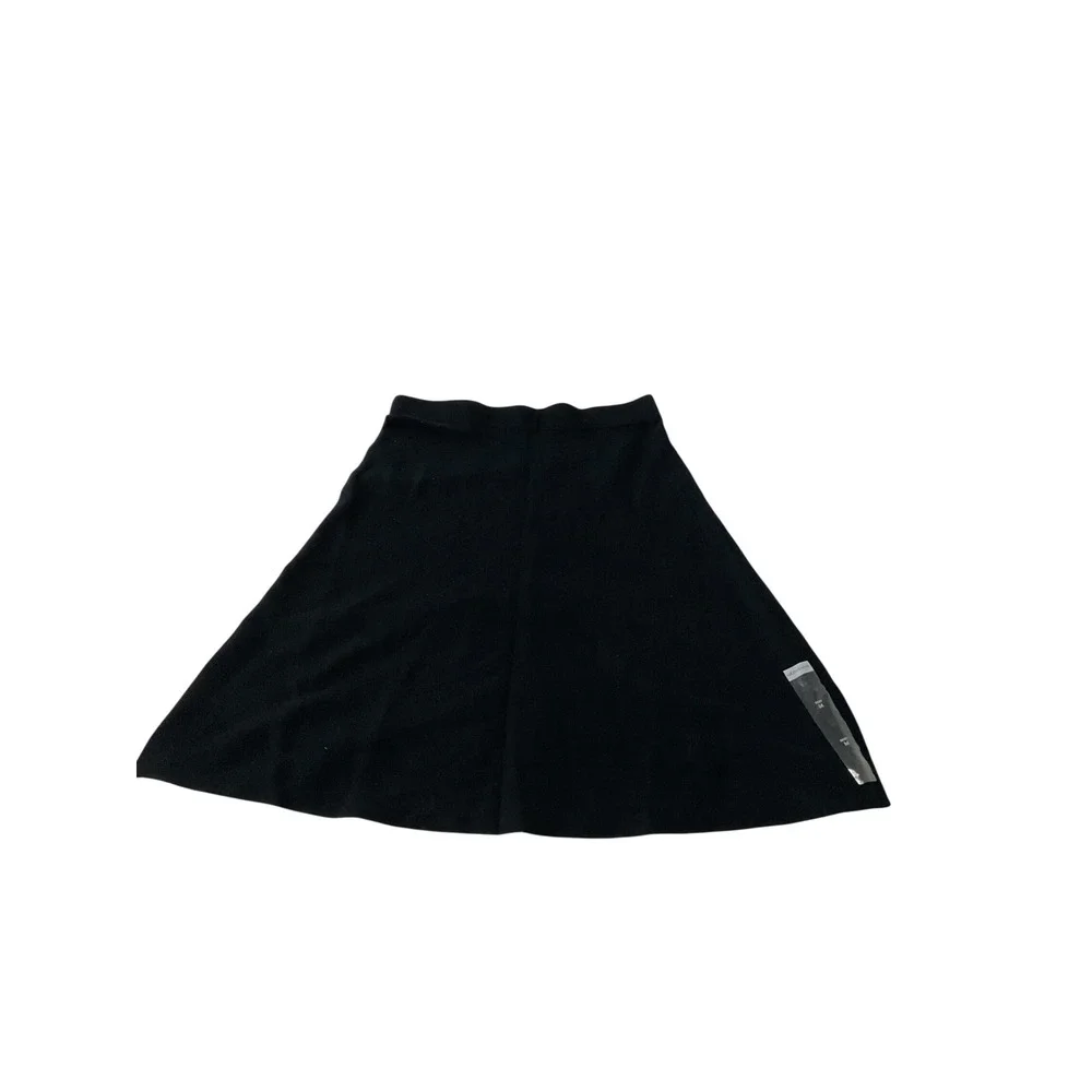 Liz Claiborne Black Knit A-Line Skirt Elastic Waist Viscose Blend